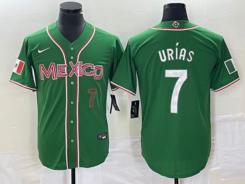 Men 2023 World Cub Mexico 7 Urias Green white Nike MLB Jersey11
